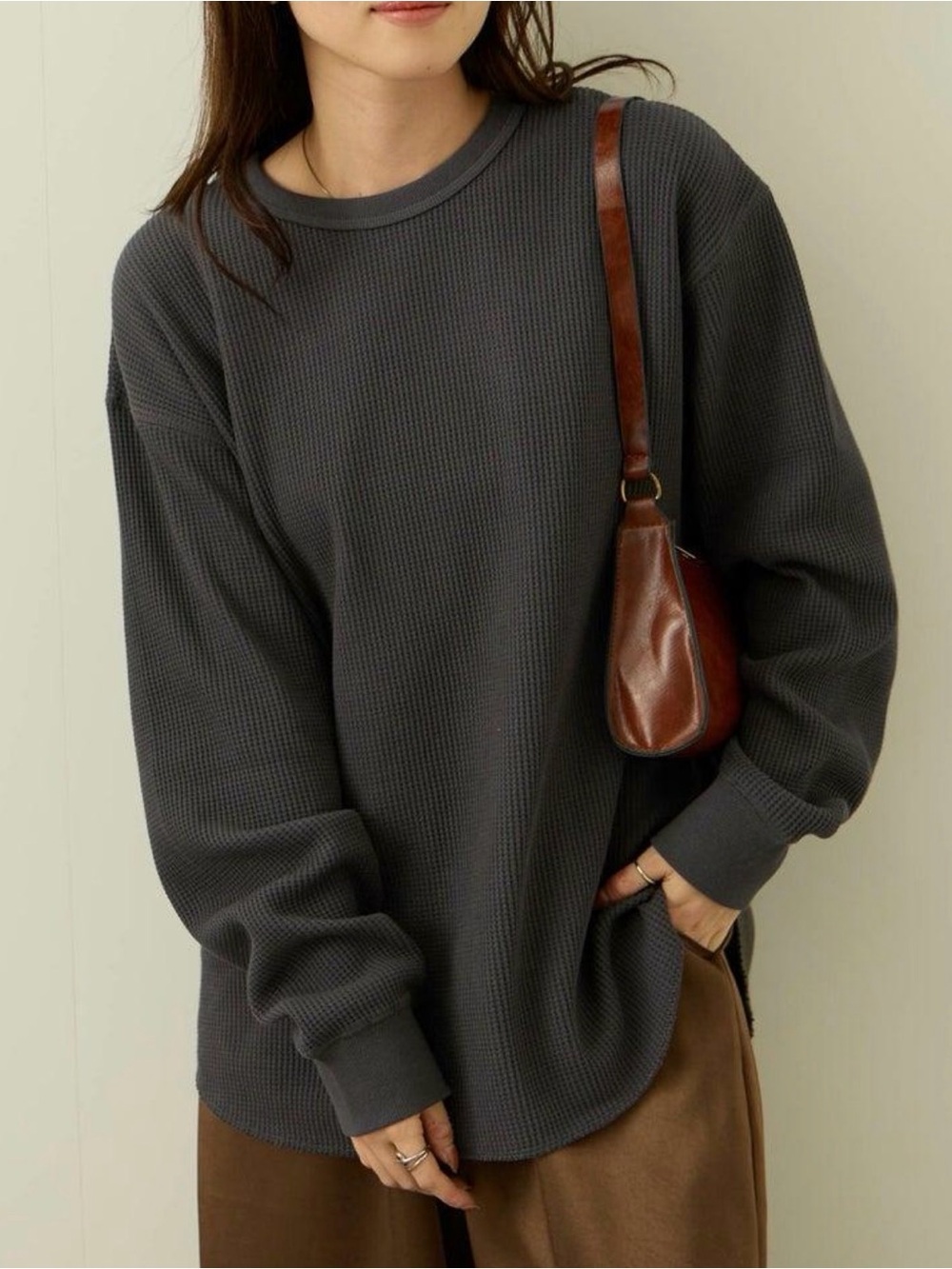 🩶 Abercrombie & Fitch Oversized Lounge Waffle Tee Dark Gray